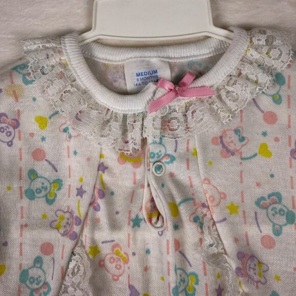 New Vintage Fisher Price Baby Onesie Pastel‎ Animal Print Lace Trim 6 Months - Picture 5 of 5